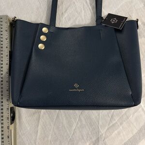 Nanette Lepore Navy Tote with Gold Accents